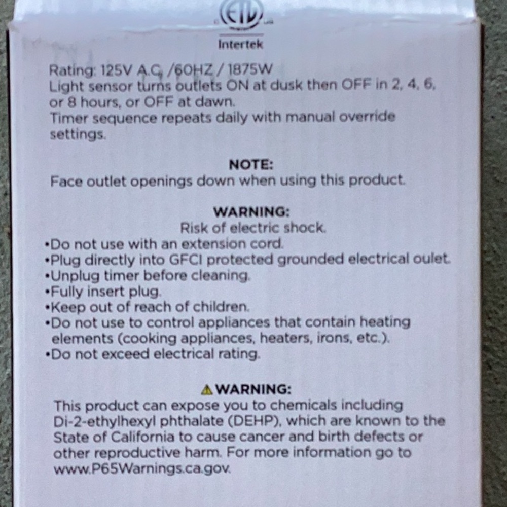 NEW Pro Essentials 2 Outlet Automatic Sensor Outdoor Photocell Timer - Picture 3 of 3